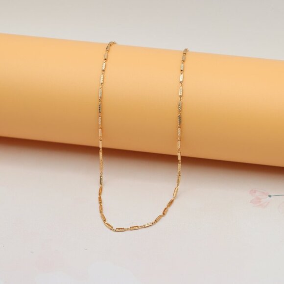 "Textured Rose Gold Chain Necklace, Elegant Shine, XPNL0182 - Picture 1 of 12